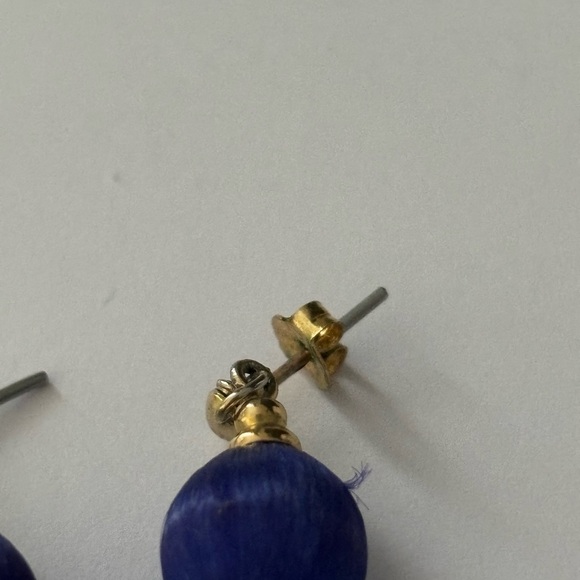 5/$20 vintage blue gold string ball earrings - Picture 3 of 5